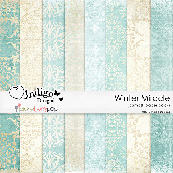 Winter Miracle Damask Papers   