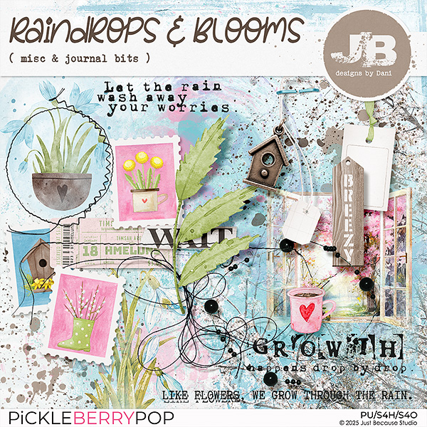Raindrops & Blooms Misc & Journal Bits by JB Studio
