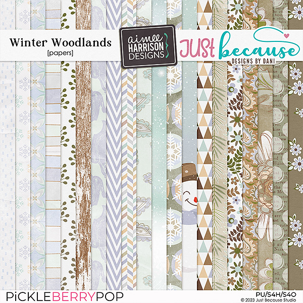 Winter Woodlands Papers by JB Studio and Aimee Harrison Designs