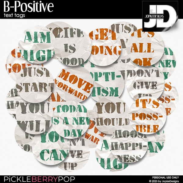 B-Positive Text Tags by JopkeDesigns