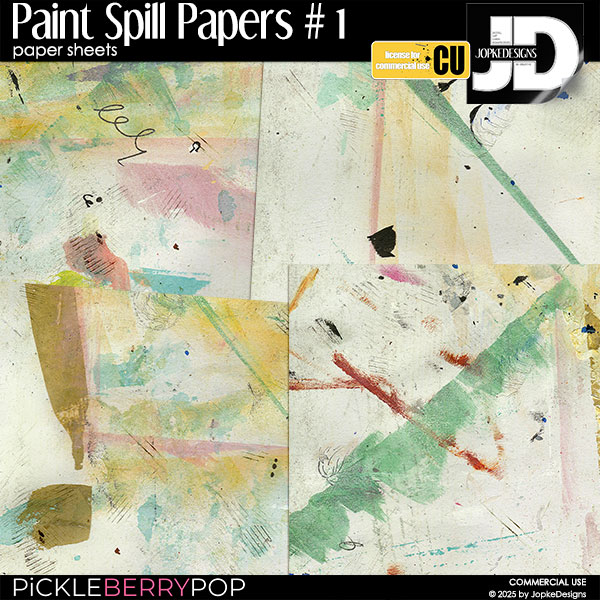 CU Paint Spill Papers # 1 Paper Sheets by JopkeDesigns