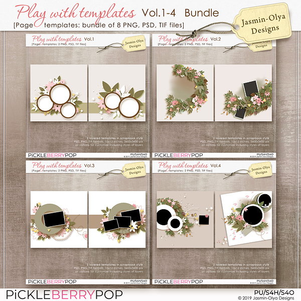 Play With Templates Vol.1-4 Bundle (Jasmin-Olya Designs)