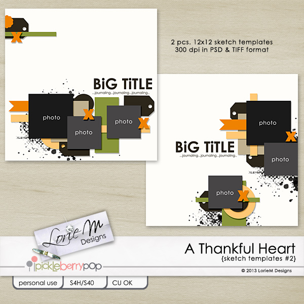 A Thankful Heart Sketch Templates #2 (CU/PU/S4H)