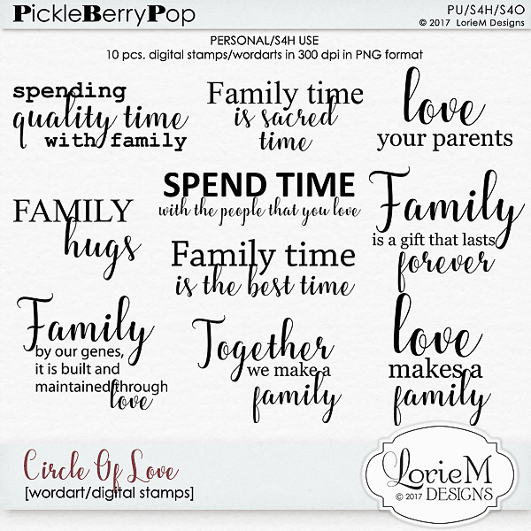 Circle Of Love Digital Stamps/Wordarts