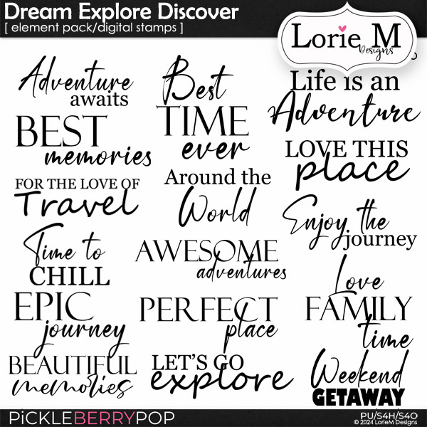 Dream Explore Discover Digital Stamps