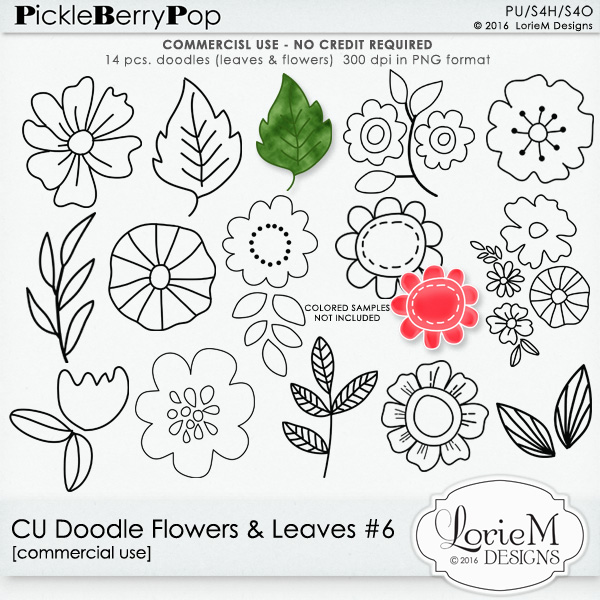 CU Doodle Flowers & Leaves #6