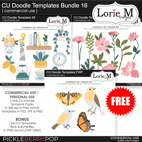 CU Doodle Templates Bundle 16 + FWP