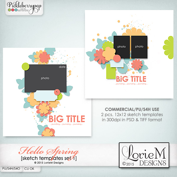 Hello Spring Sketch Templates #1