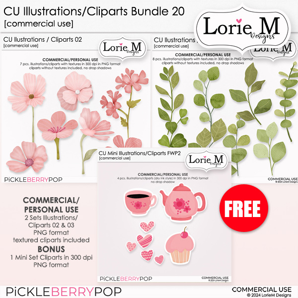 CU Ilistrations/Cliparts Bundle 20+ FWP