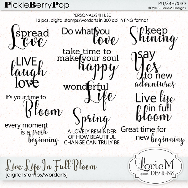 Live Life In Full Bloom Digital Stamps