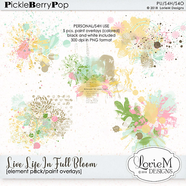 Live Life In Full Bloom Paint Overlays