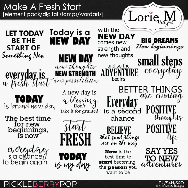 Make A Fresh Start Digital Stamps/Wordarts