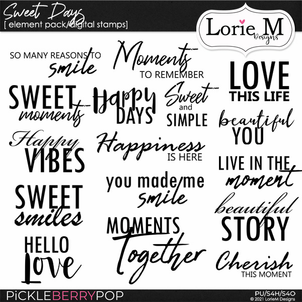 Sweet Days Digital Stamps / Wordarts