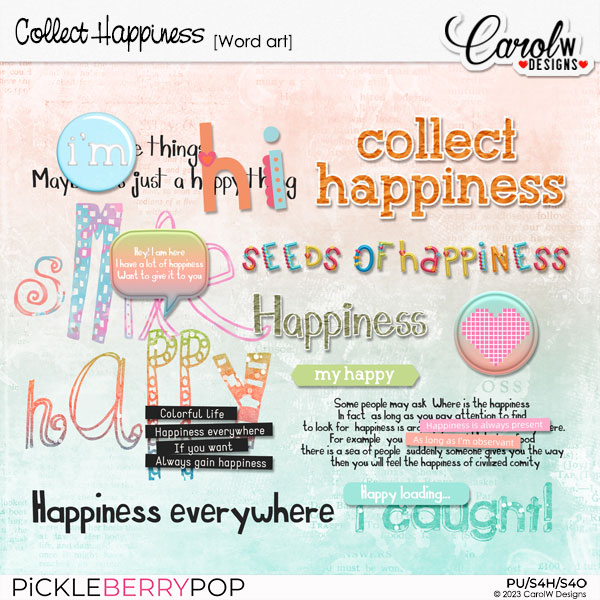 Collect Happiness-Word art