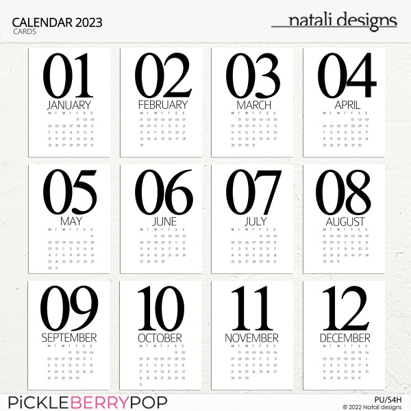 2023 Calendar Cards