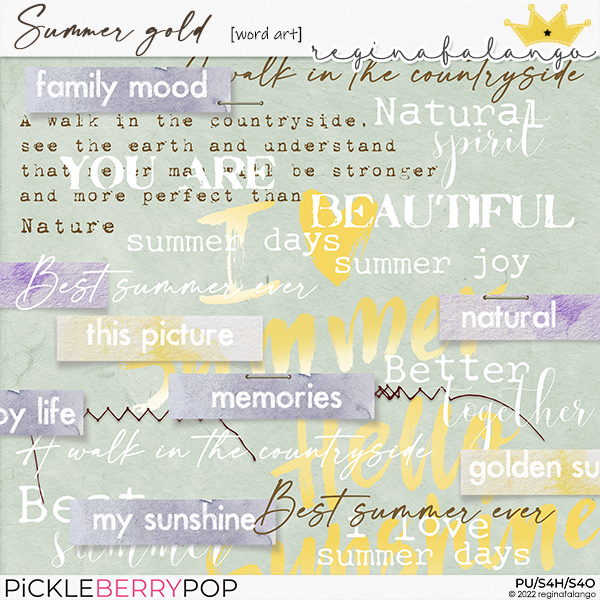 SUMMER GOLD WORD ART