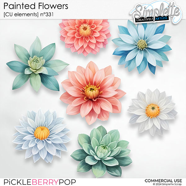 Painted Flowers (CU elements) 331 by Simplette