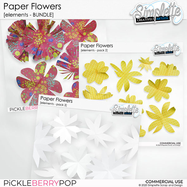 Paper Flowers (CU elements) BUNDLE