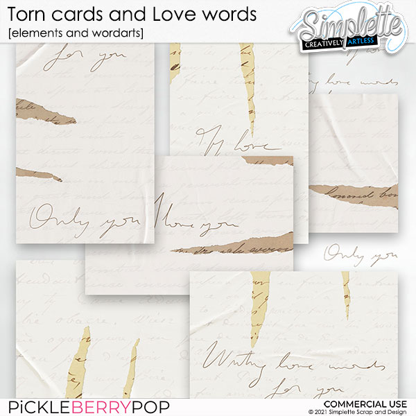 Torn cards and Love words (CU elements) by Simplette