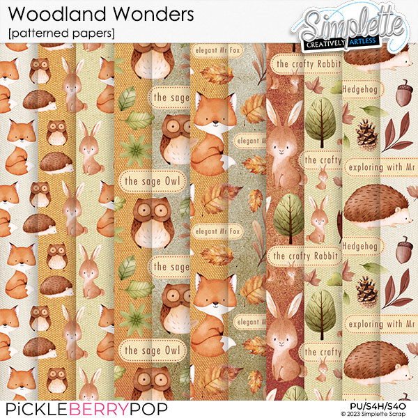 Woodland Wonders (patterned papers) by Simplette