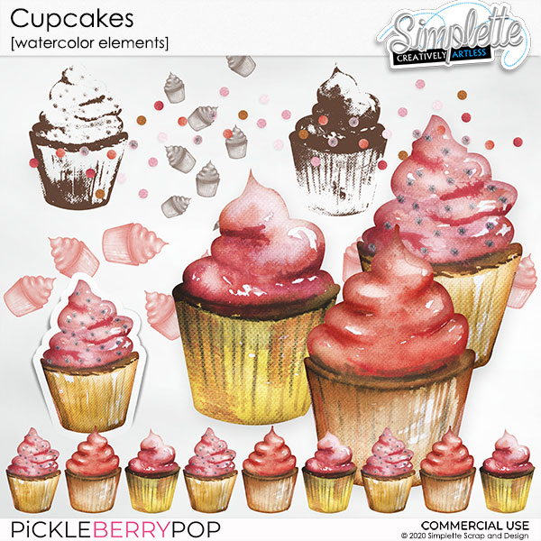 Cupackes (CU) watercolor elements