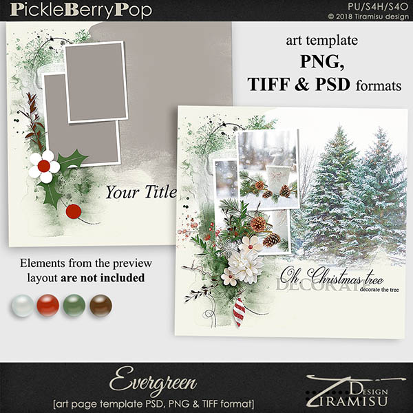 Evergreen ~ art page template 1 by Tiramisu design 