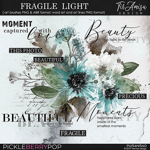 Fragile light ~ watercolor brushes and word art