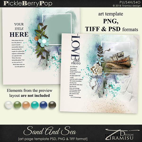 Sand And Sea ~ art page template 2 by Tiramisu design  