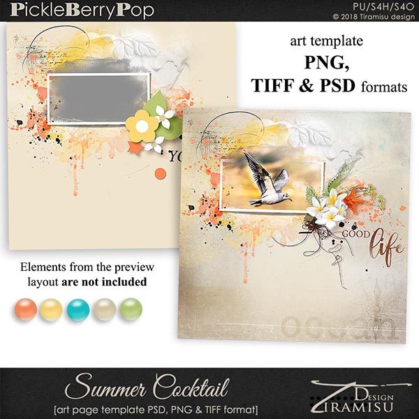 Summer Cocktail ~ art page template 1 by Tiramisu design 