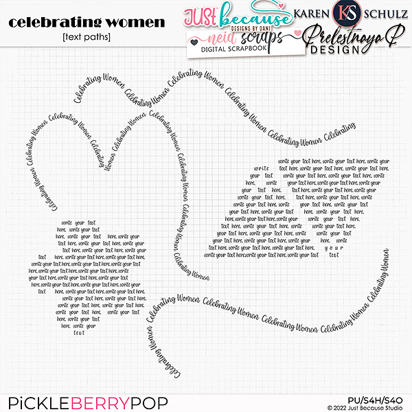 Celebrating Women Text Paths by 4 designers