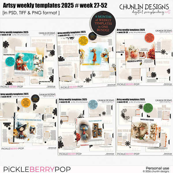 Artsy weekly templates 2025 # 27-52 - bundle