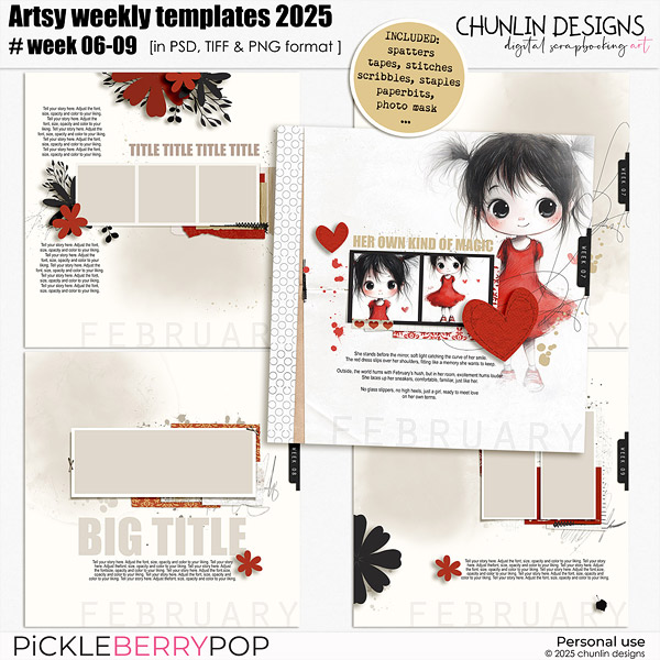 Artsy weekly templates 2025 - week 6-9 (February)