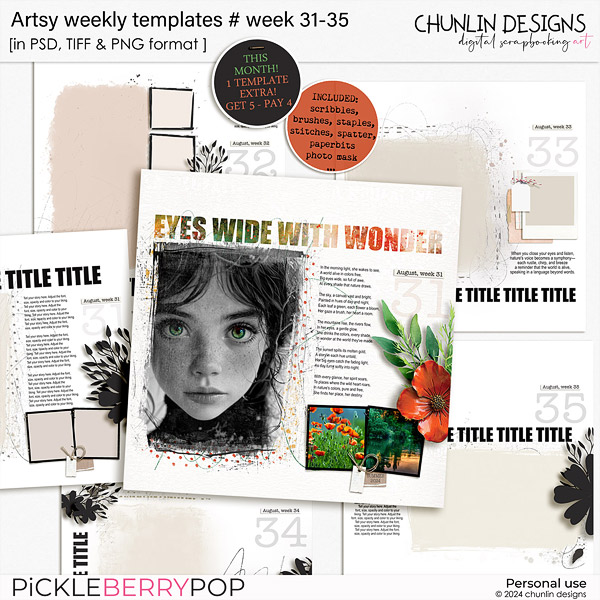 Artsy weekly templates - week 31-35 (August)