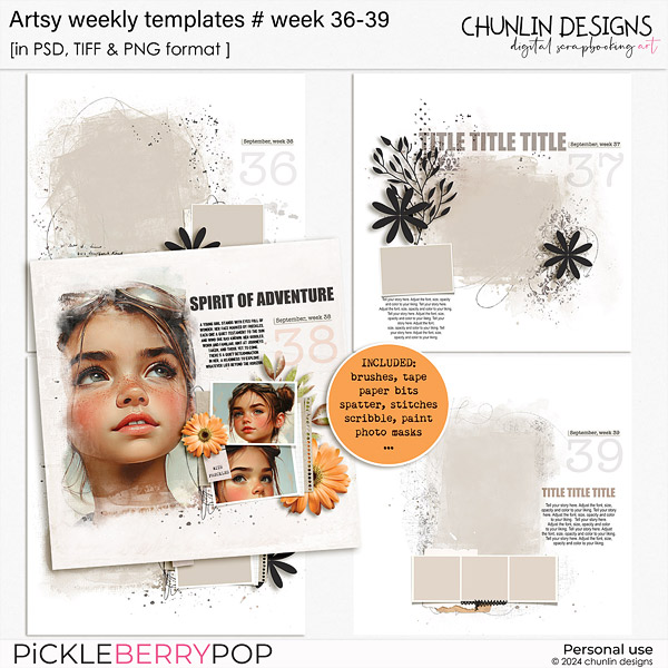 Artsy weekly templates - week 36-39 (September)