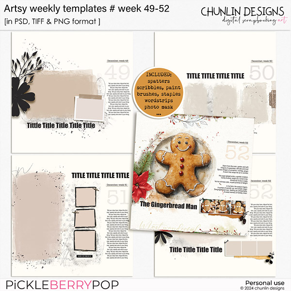 Artsy weekly templates - week 49-52 (December)