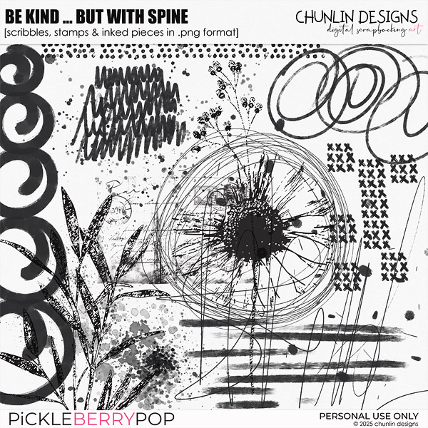 Be Kind... But With Spine - scribbles, stamps & inked pieces in .png format