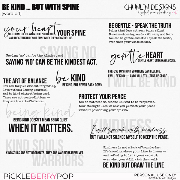Be Kind... But With Spine - word art