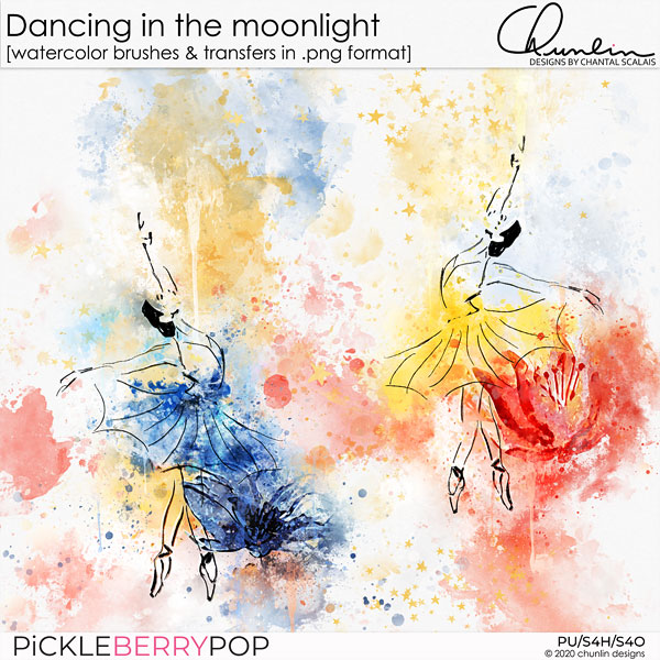 Dancing in the moonlight - watercolor brushes & transfers