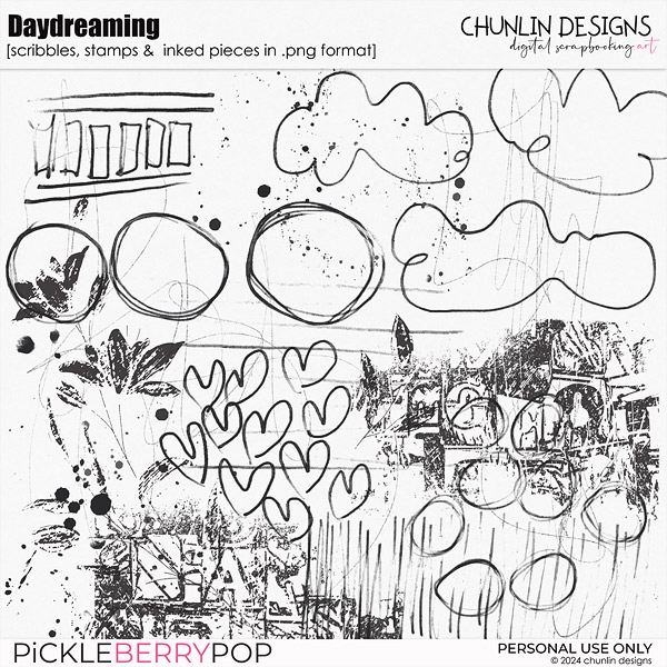 Daydreaming - scribbles, stamps & inked pieces in .png format