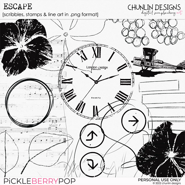 Escape - scribbles, stamps & line art in .png format