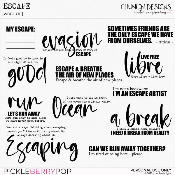 Escape word art by chunlin designs