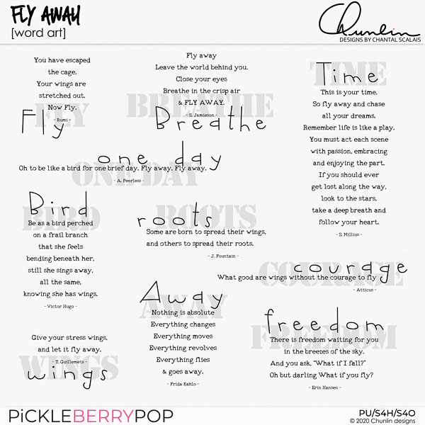 Fly away - word art 