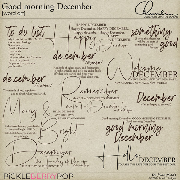 Good morning December - word art