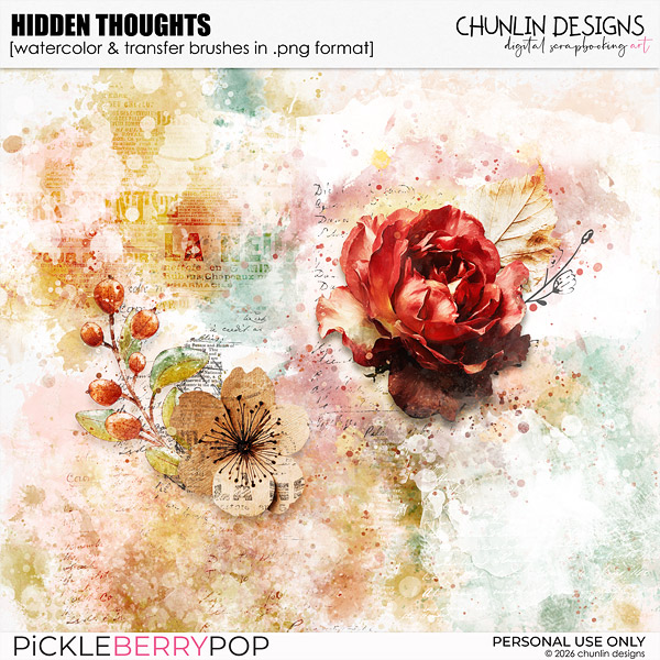 Hidden Thoughts - watercolor & transfer brushes in .png format