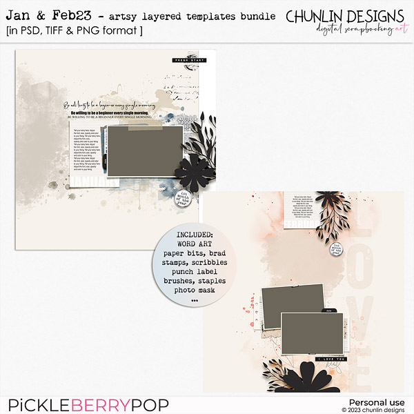 Jan & Feb23 - Artsy layered templates - bundle