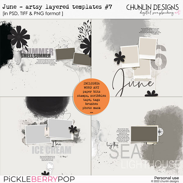 June - 4 artsy layered templates #7