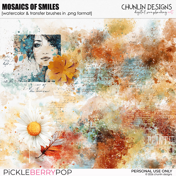 Mosaics of Smiles - watercolor en transfer brushes