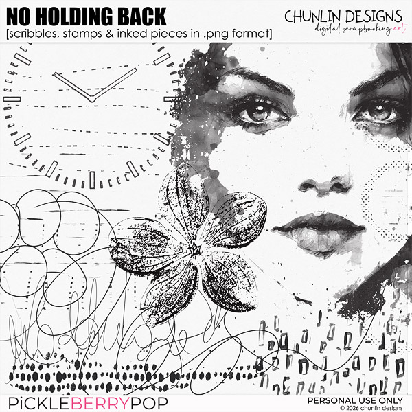 No Holding Back - scribbles, stamps & inked pieces in .png format