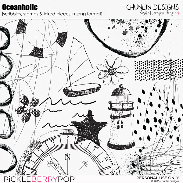 Oceanholic - scribbles, stamps & inked pieces in .png format