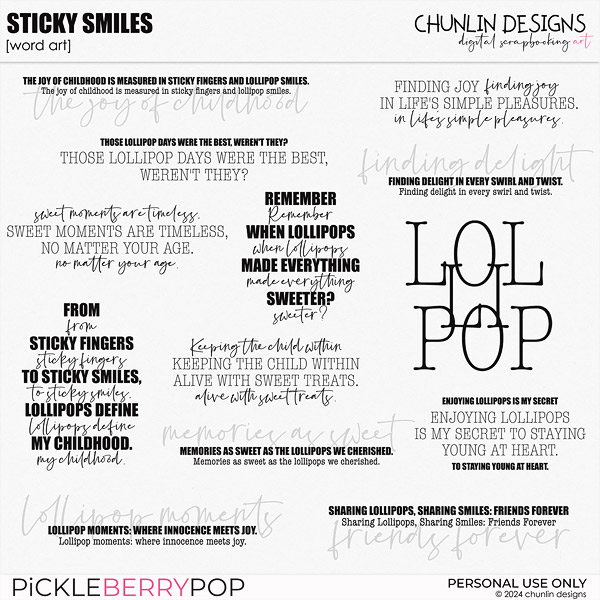 Sticky smiles - word art